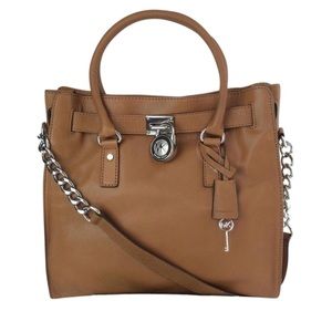 MICHAEL KORS Hamilton Large Brown Leather Satchel